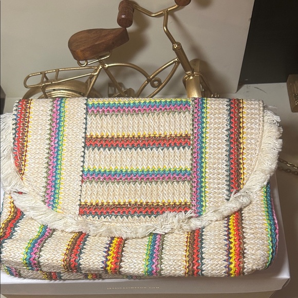 Handbags - Multicolor Woven Fringe Clutch..send offers pls!!